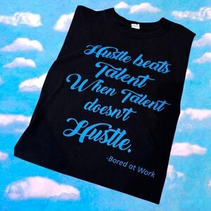 Black Sleeveless Shirt with Blue Text